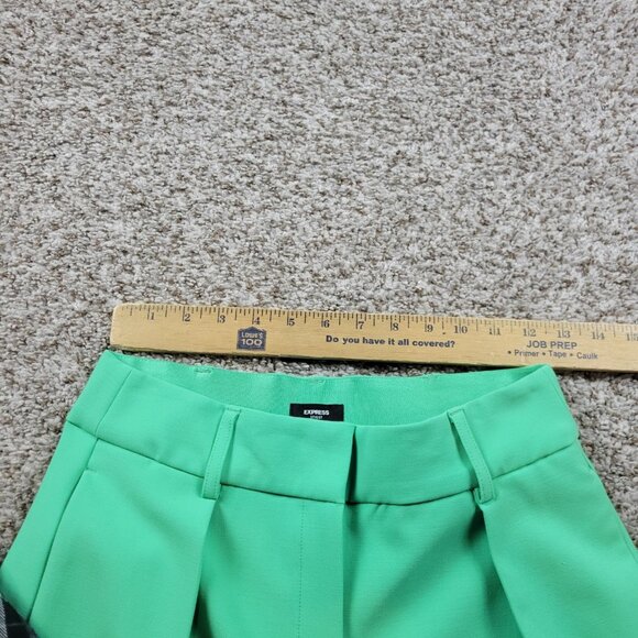 Express Stylist Pants Womens 4 Green Pleated Pant Trouser Tapered Career - Picture 2 of 7